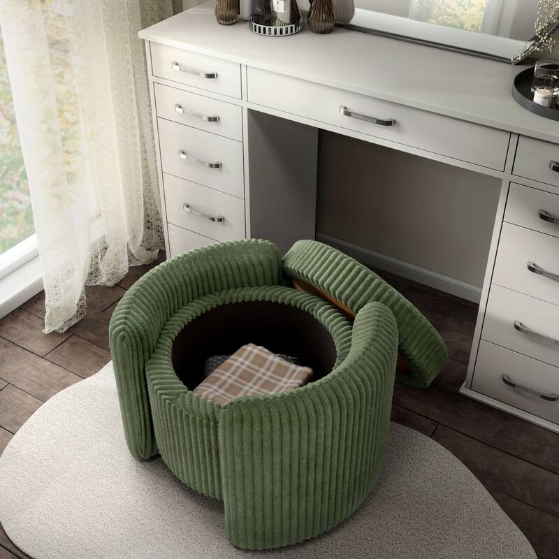 Furniture of America Elyndra 25-inch Round Chenille Storage Ottoman with Flip Top