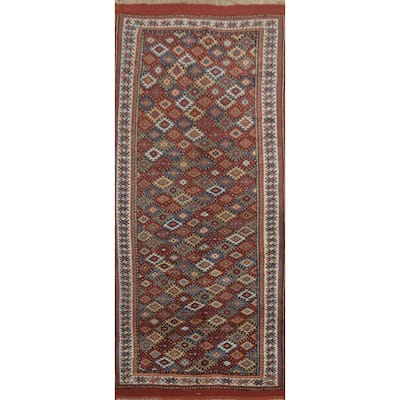 Hand Knotted Oriental 100% Wool Carpet Transitional All-Over Multi-Colored Anatolian Area Rug - 10' 11'' X 4' 10''