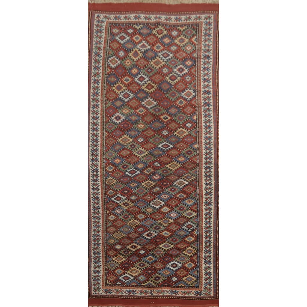 Hand Knotted Oriental 100% Wool Carpet Transitional All-Over Multi-Colored Anatolian Area Rug - 10' 11'' X 4' 10''