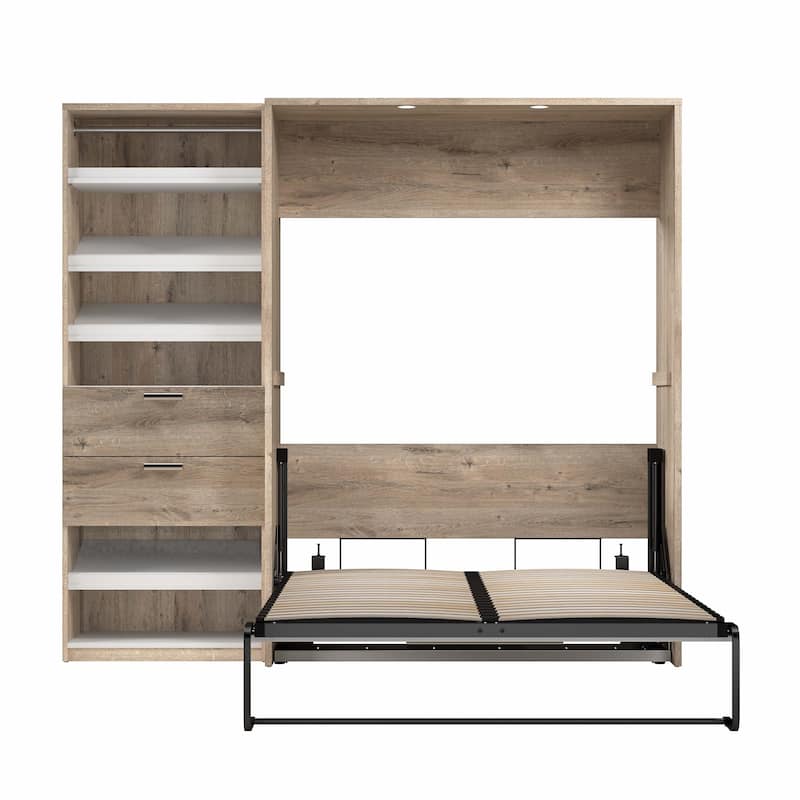 Cielo Full Murphy Bed and Shelving Unit with Drawers by Bestar