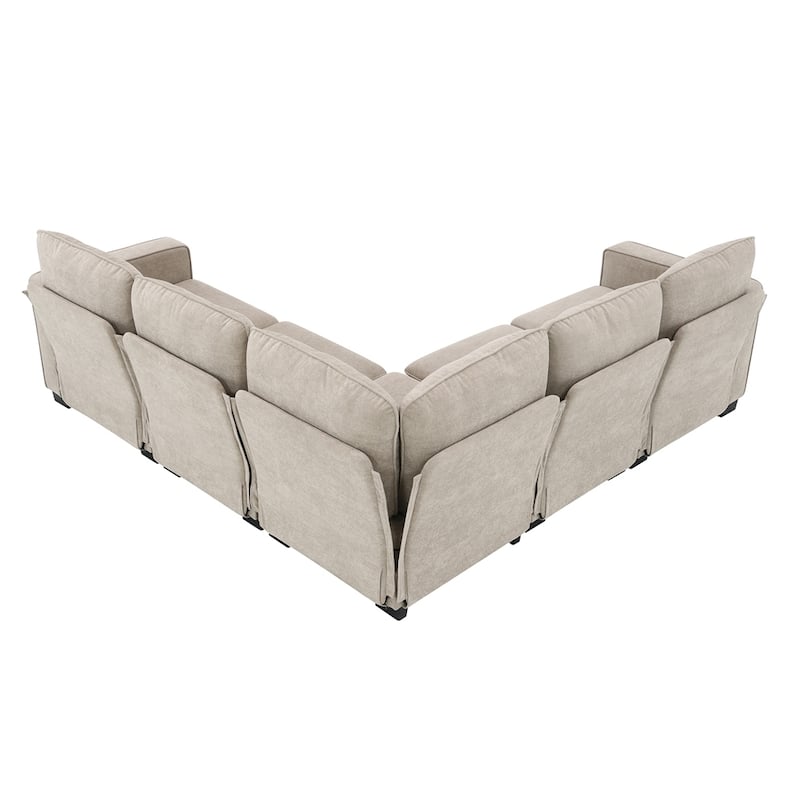 89" Oversized Velvet Modern L Shaped Sectional Sofa w/ Double Cushions