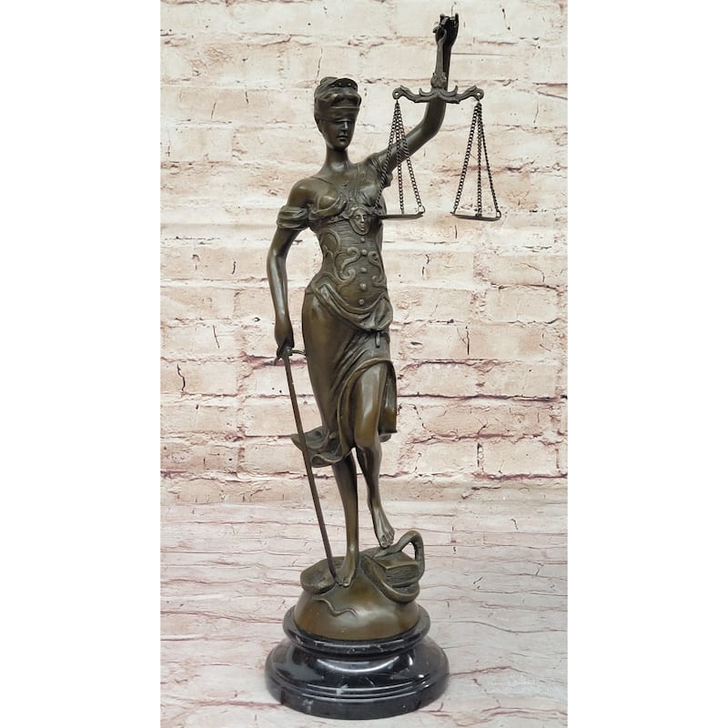 Bronze Blind Lady Of Justice Scales Law Lawyer Attorney Office Statue Sculpture