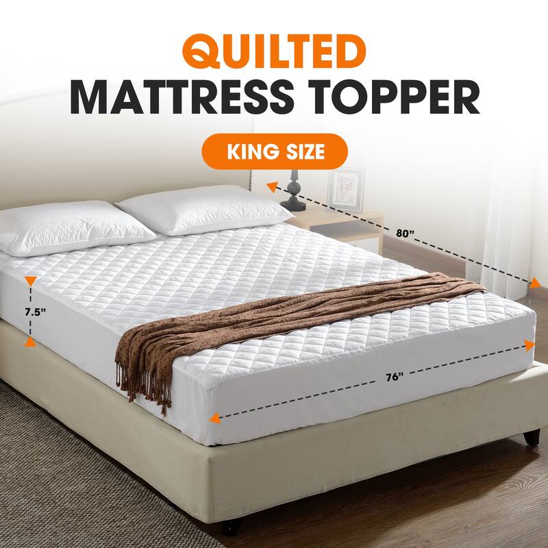 Cheer Collection Quilted Hypoallergenic Fitted Mattress Pad - White