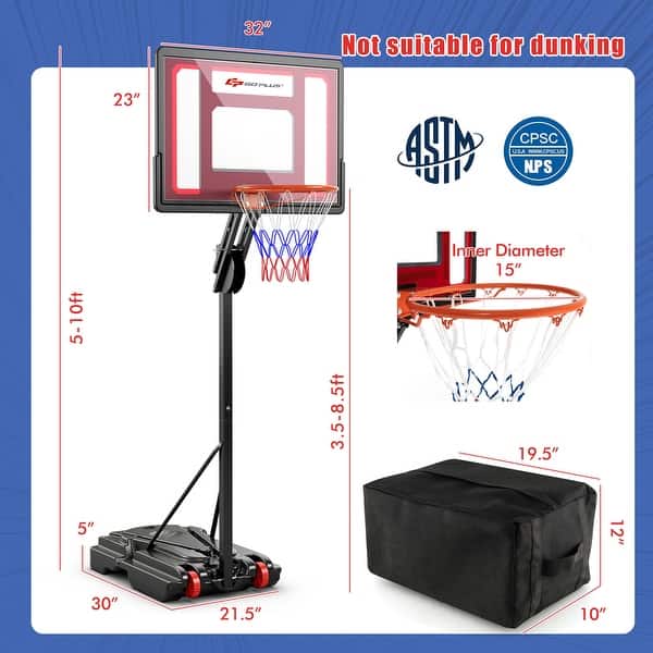 Goplus Portable Basketball Hoop System 5-10 FT Adjustable with Weight - See Details