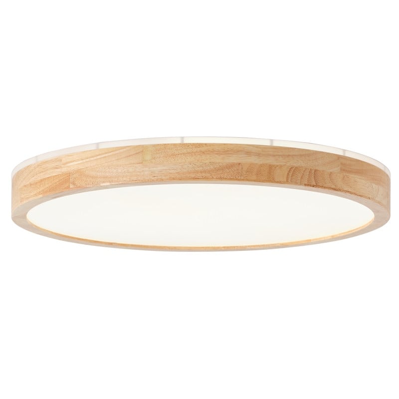 Modern Wood Grain Flush Mount Ceiling Light Milky White LED Fixture for Living Room Bedroom - 2.56/19.29