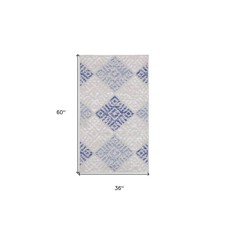 Cada Power Loomed Geometric Modern Stain Resistant Area Rug By HomeRoots - 60' X '36' X '0.39