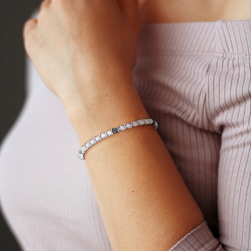 Miadora 1ct TW Black & White Diamond Tennis Bracelet in Sterling Silver