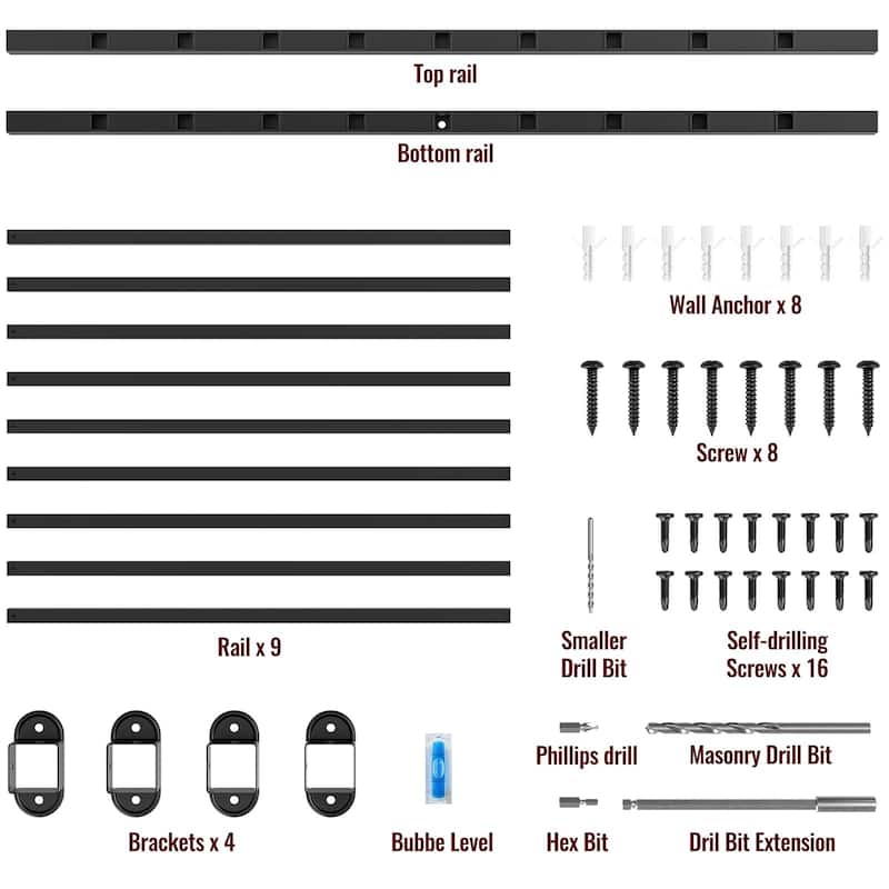28 in. H x 4 ft W Black Metal Stair Railing Kit with Balusters for Residential and Commercial Use