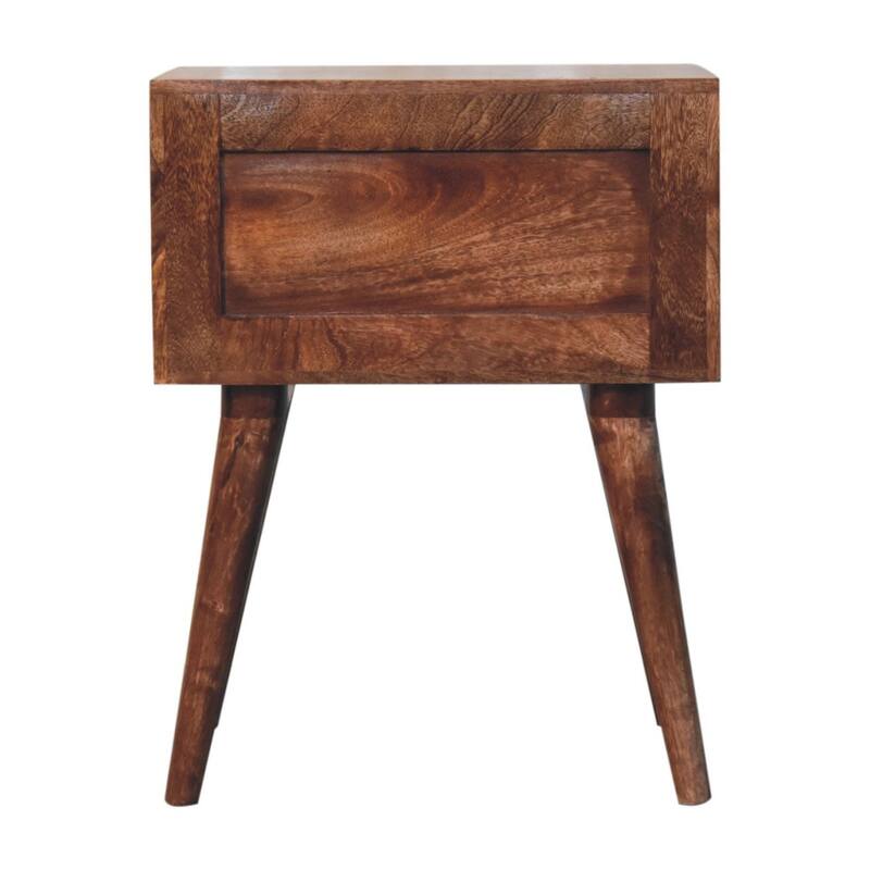 HomeRoots 23" Black White And Brown Solid Wood Geometric Bone Inlay Two Drawer Nightstand
