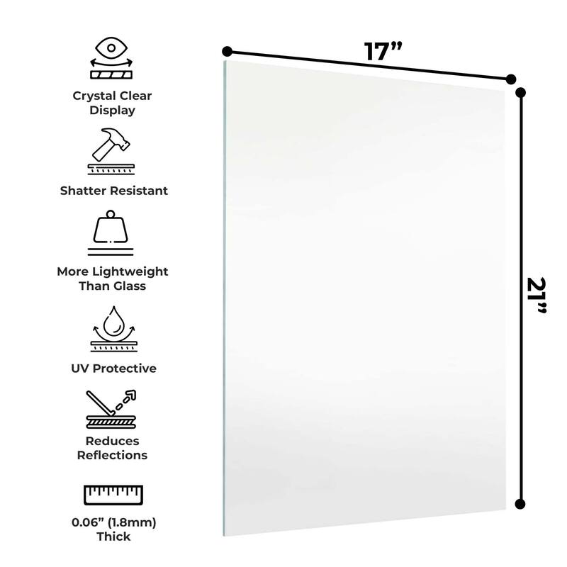 17x21 NonGlare Acrylic FrameGrade Acrylic Replacement for 10x12