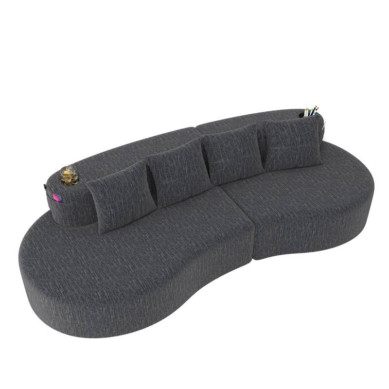 Modern Curved Sectional 3 Seat Minimalist Elegant Half Moon Sofa Compressed Modular Sectional Sofa for Living Room, Office