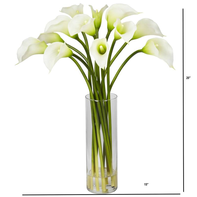 20" White Mini Calla Lily Silk Artificial Floral Arrangement