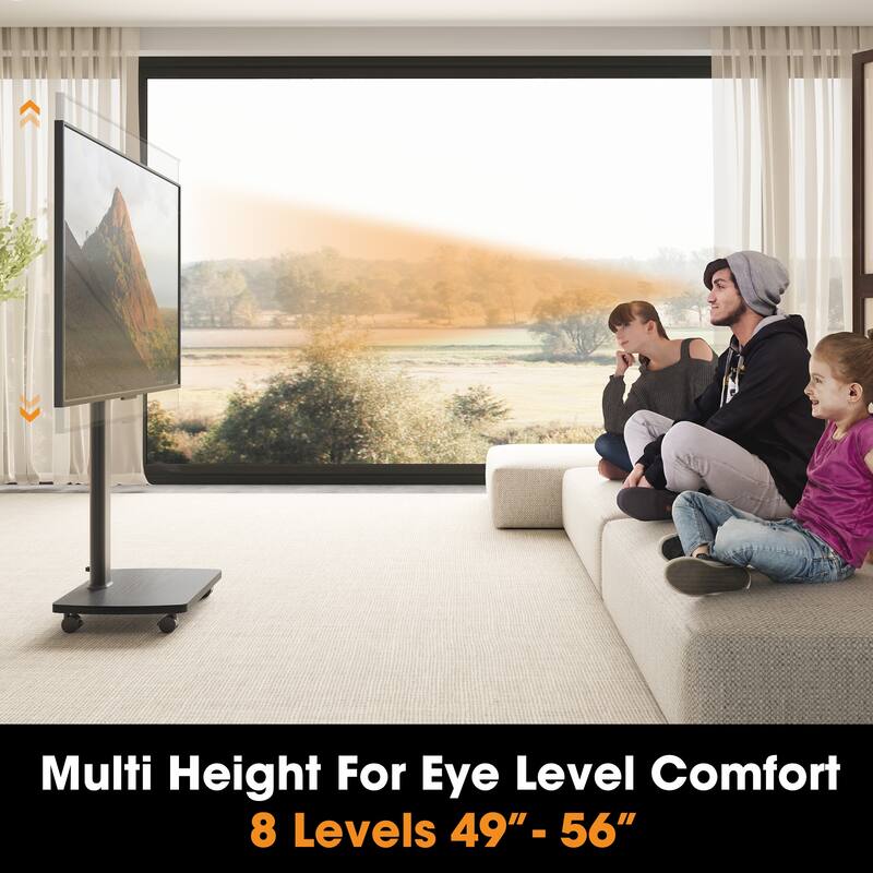 AOKCOS Modern Rolling TV Stand with Wheels for 43 to 75 inch TVs