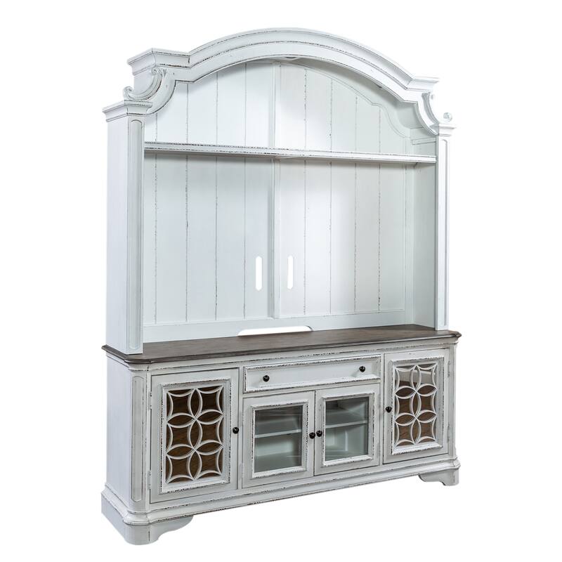 Magnolia Manor Antique White Weathered Bark Entertainment Center