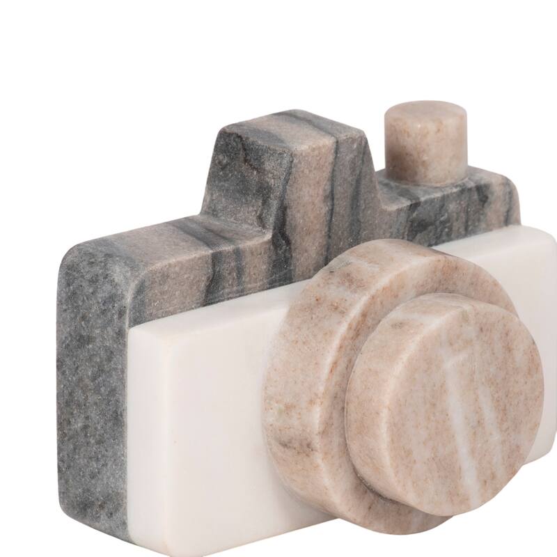 Marble Novelty Decorative Camera Figurine - Multicolor, 5" - 5.0"