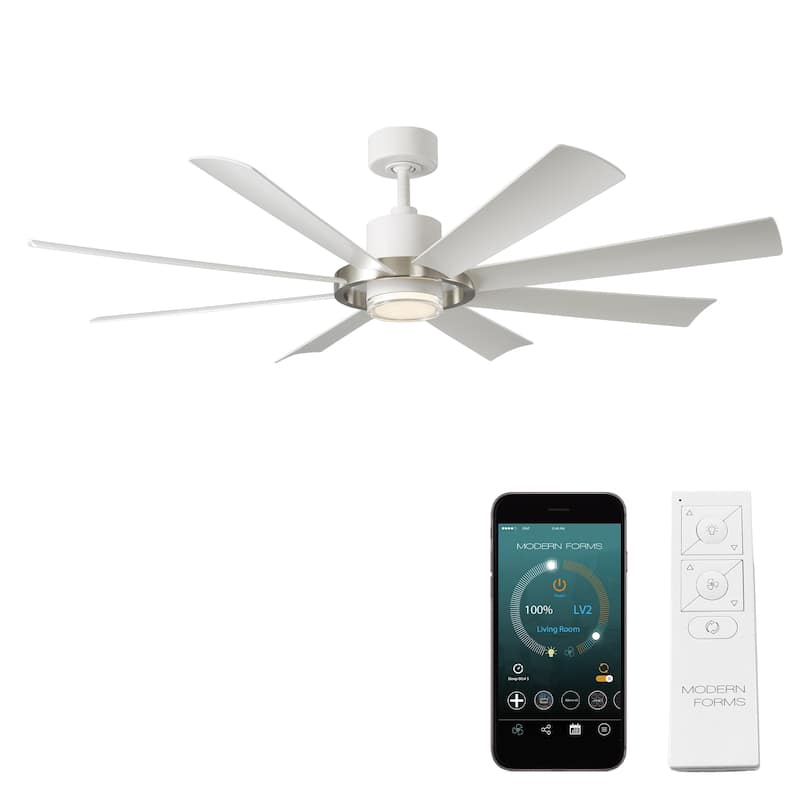 Aura Indoor or Outdoor 8-Blade 60in Smart Ceiling Fan - 60 - Brushed Nickel/Matte White