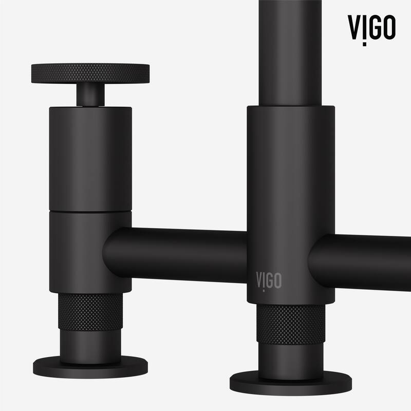 VIGO Cass 12" H 2-Handle Widespread Bridge Pull-Out Sprayer Kitchen Faucet