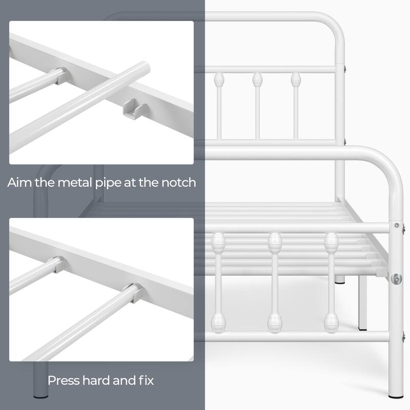 Yaheetech Classic Iron Bed Metal Bed Frames with High Headboard