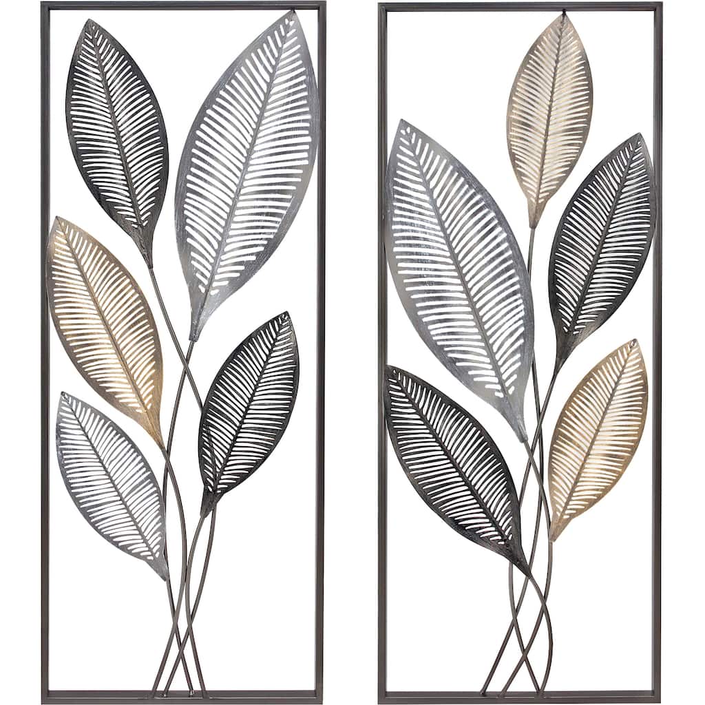 FirsTime & Co. Antique Gold & Metal Metallic Leaves Wall Decor Set