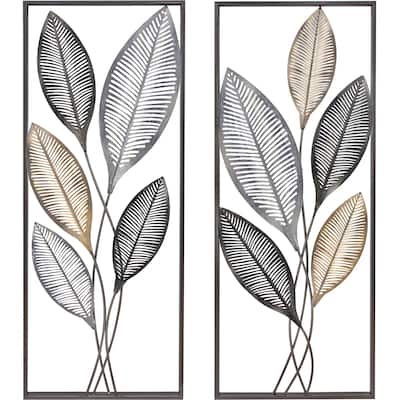 FirsTime & Co. Antique Gold & Metal Metallic Leaves Wall Decor Set