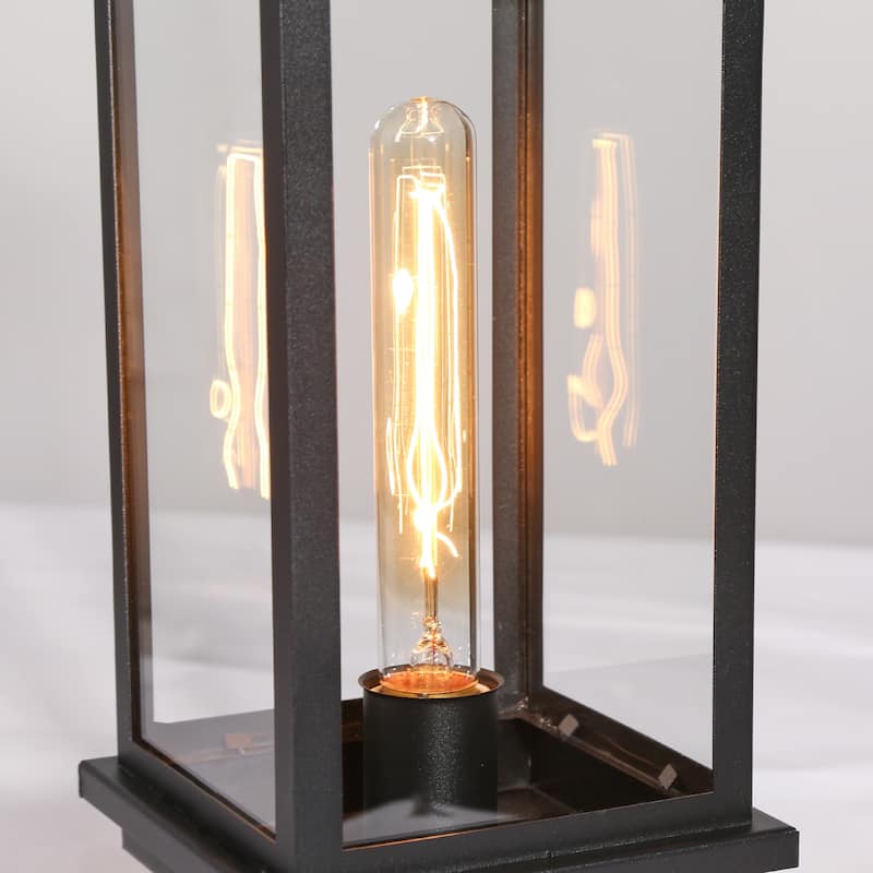 Modern Farmhouse 1-Light Black Outdoor Post Lights Patio Wall Sconces - L 6.7" x W 6.7" x H 17.7"