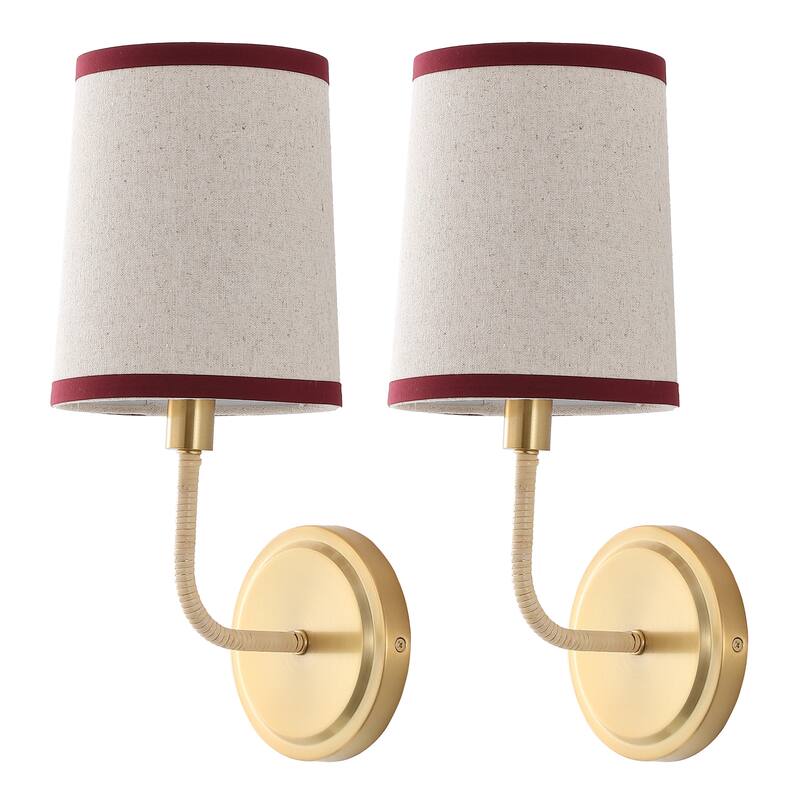 SAFAVIEH Lighting Carter, 6-inch, Metal/Fabric Wall Sconce (Set of 2) - 6"W x 7"D x 15"H