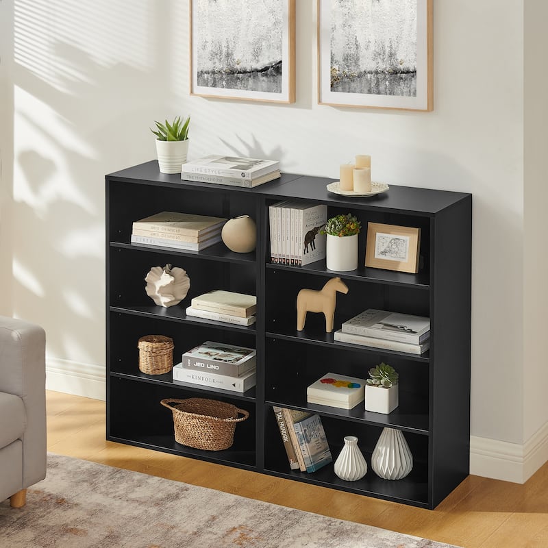 Modular 8-Tier Storage Cabinet –Convertible Bookcase with Adjustable Shelves, Dual-Layer Design Separates into Two 4-Layer Units