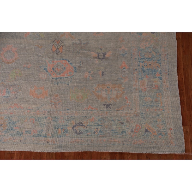 Hand Knotted Oriental 100% Wool Carpet Transitional All-Over Greys & Charcoal Oushak Area Rug - 9' 11'' X 8' 0''