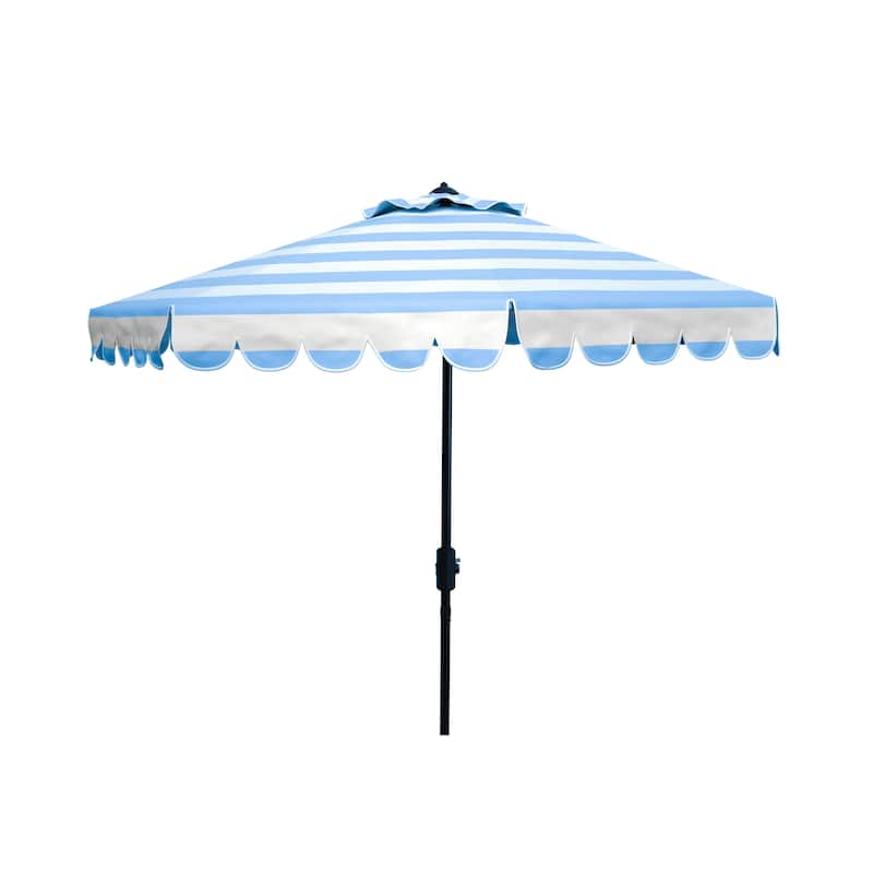 SAFAVIEH Nargiz Single Scallop Striped 9 Ft Crank Umbrella