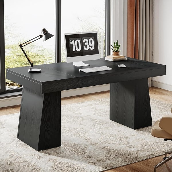 55 Inches Executive Desk Home Office Desk, Wood Computer Desk Business Workstation Desk