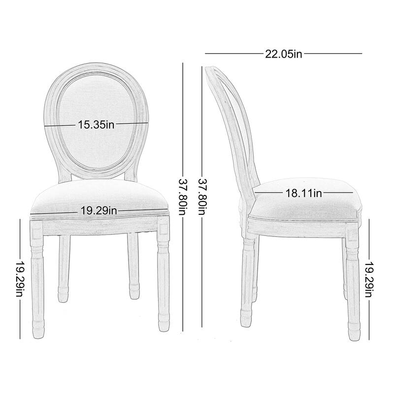 Mieres French Vintage Upholstered Dining Chair, Side Chair(Set of 2)