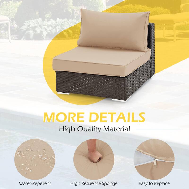 Outdoor Replacement Cushions for Patio Furniture, Waterproof & Non-Slip 4" Sofa Cushions, 6-Seat Conversation Sets, UV-Resistant