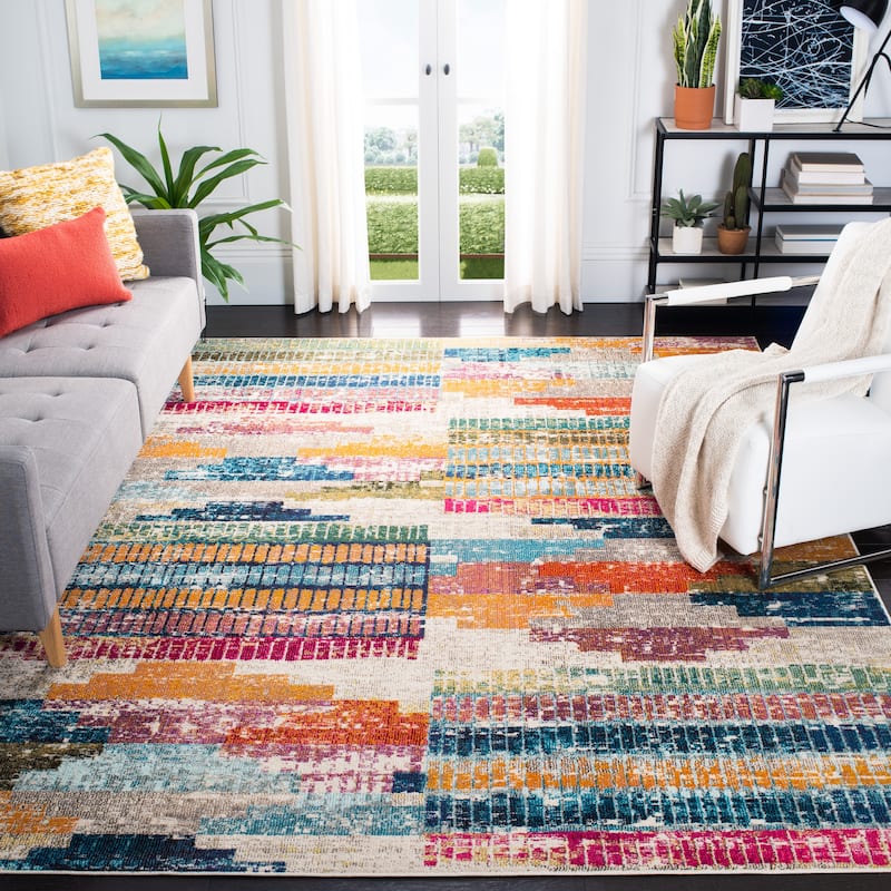 SAFAVIEH Madison Jocelyn Boho Distressed Rug - 9' x 12' - Ivory/Multi