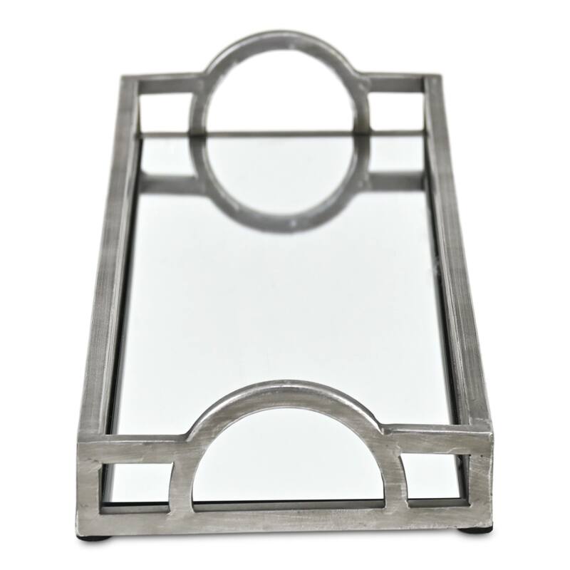 Verena Slim Rectangular Mirrored Tray - Silver