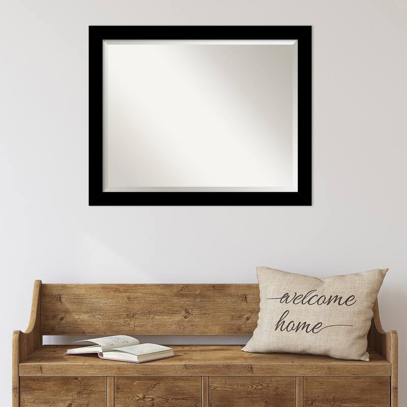Basic Narrow Beveled Wood Framed Wall Mirror