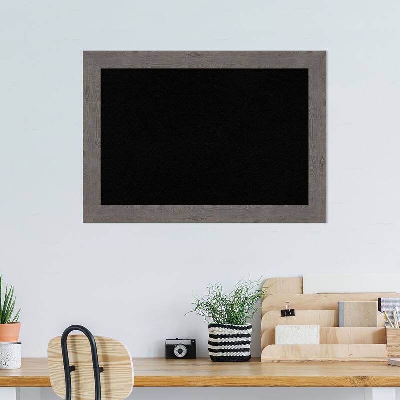 Rustic Plank Narrow Framed Black Corkboard Bulletin Board