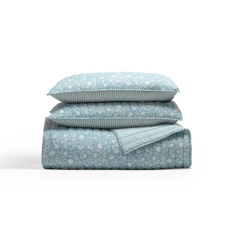 Wonderful Cotton Voile Quilt Set 3 Piece Floral Printed