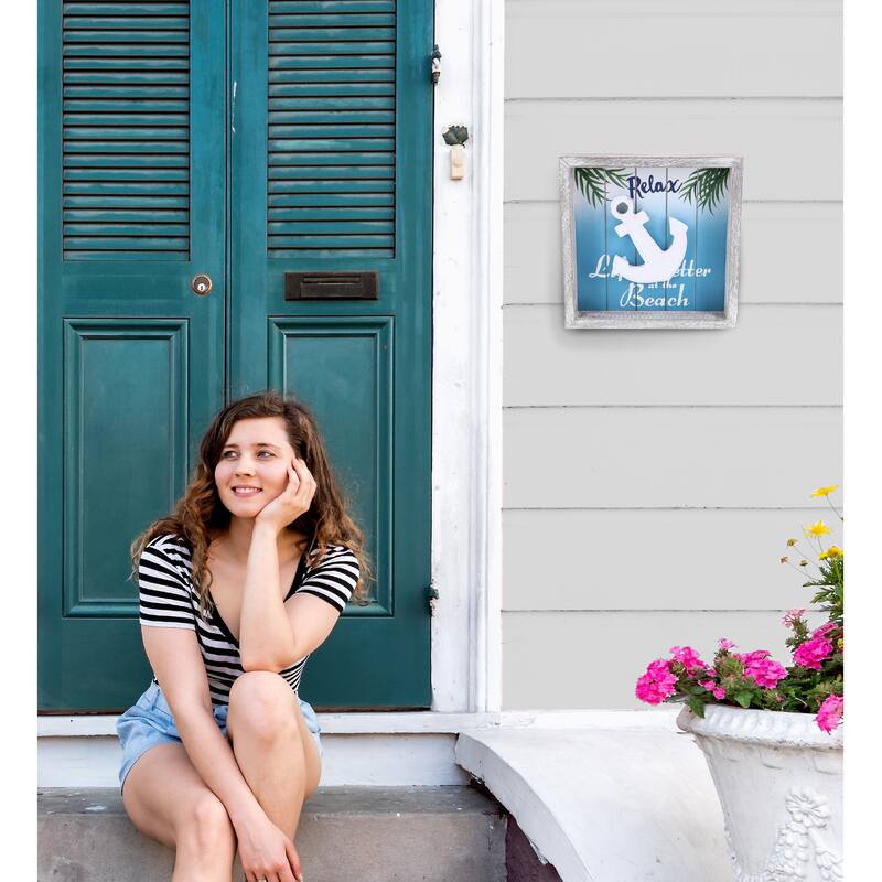 CoTa Global Aqua Sky Wall Anchor Relax Hanging Sign with Hang Mount - 8.8″Lx8.8″Wx1.5″H