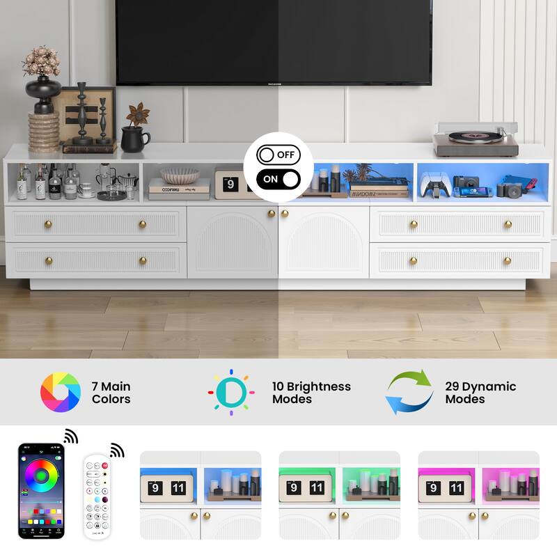 Pocassy 86.6in LED TV Stand for 85/90/95/100 inch TV