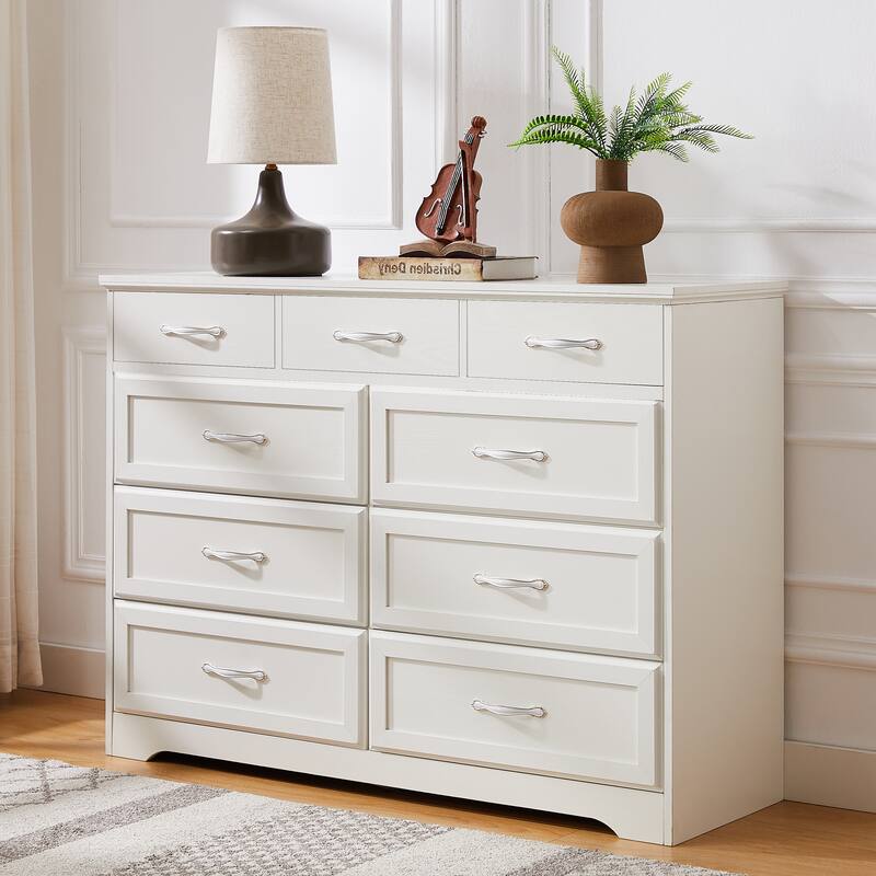9-Drawer White Dresser