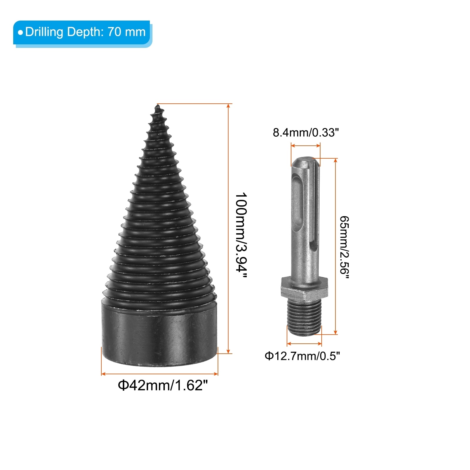 Firewood drill bit sales with a round shaft