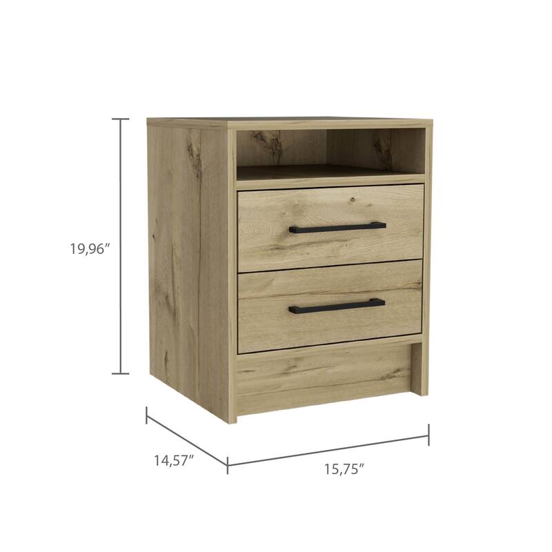 Rowley 2-Drawer 1-Shelf Rectangle Nightstand