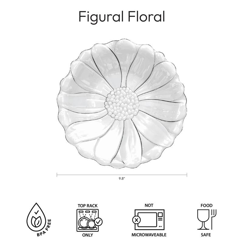 Abode Homewares Figural Flower Acrylic Salad Plate - Clear - 9.8" - Set of 6