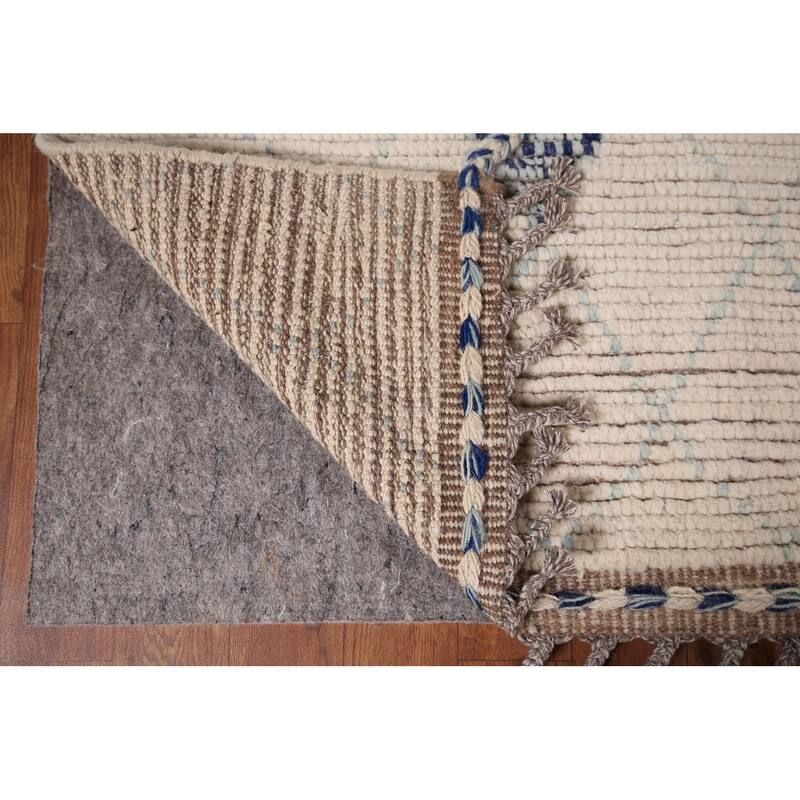 All-Over Trellis Moroccan Oriental Area Rug Hand-Knotted Wool Carpet - 5'0"x 8'5"