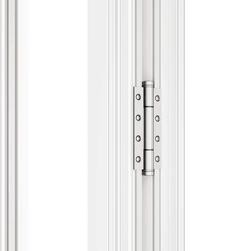 KaMic 192"×80" 6 Panels Aluminum Folding Door In White,Folded Out From Dual Open Model #:FD6PWH19280-DO