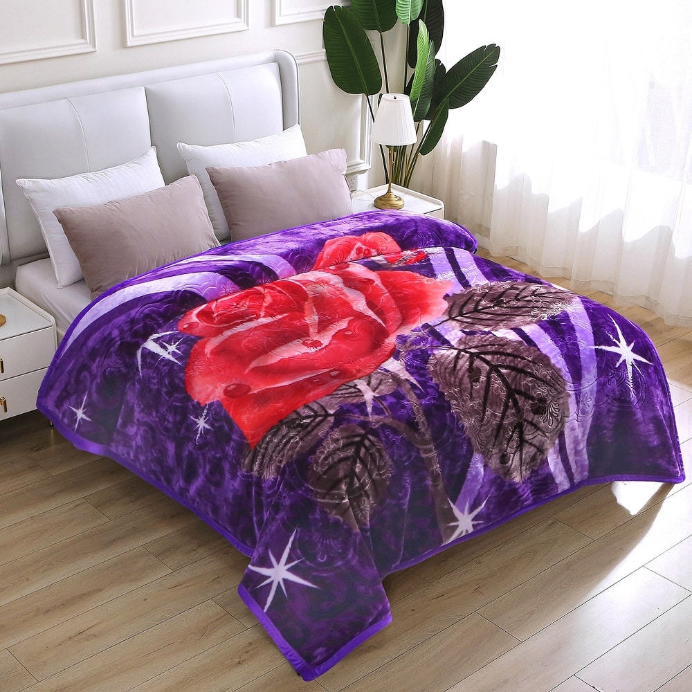 Raschel A&B Printed 2-ply Reversible Korean-style Plush Fleece Blanket