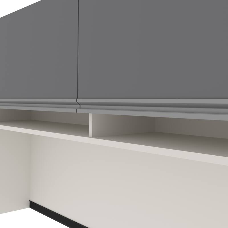 Bestar Connexion 72W L-Shaped Standing Desk with Pedestal and Hutch