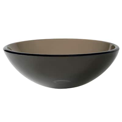 KRAUS 14 inch Clear Brown Round Glass Vessel Bathroom Sink