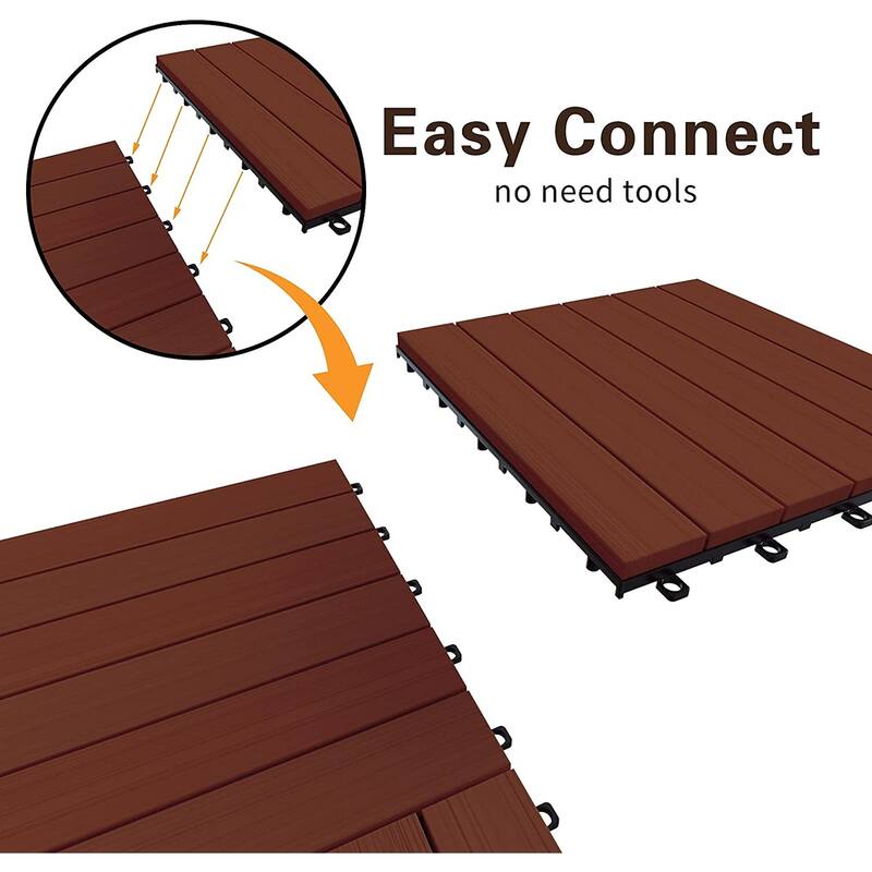 MCombo Deck Tiles 12"x12" 10Pcs, Acacia Wood WF01/02/22/33/44