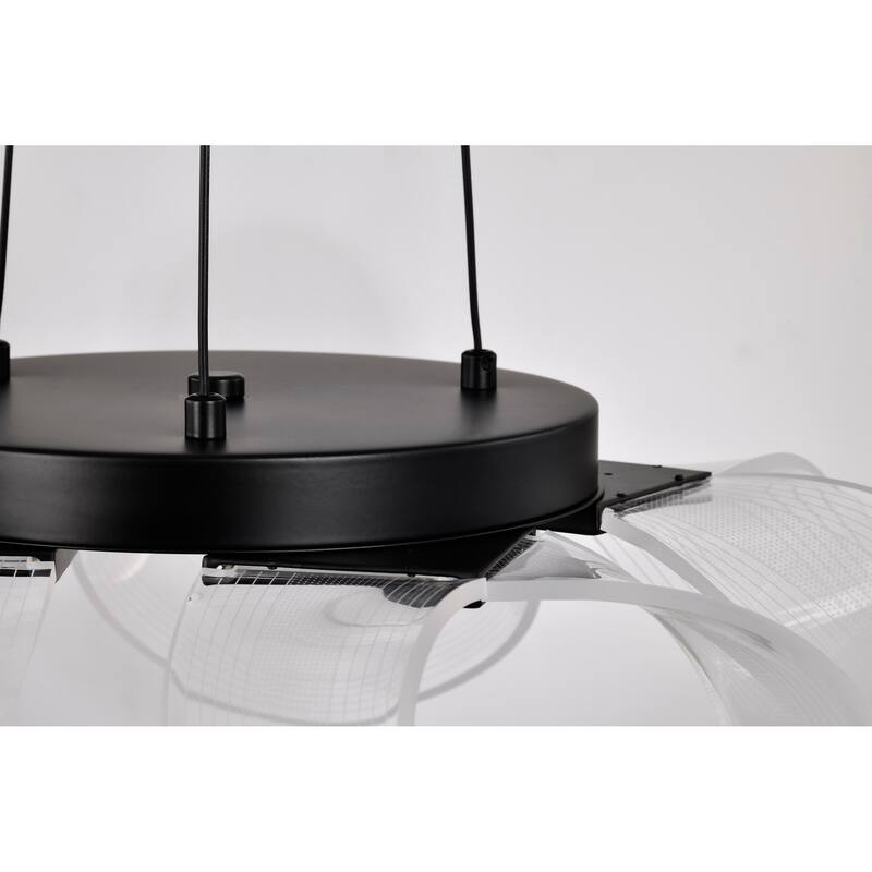 Barnett 21 Inch LED 5 Light Chandelier Matte Black Silk Screened Acrylic Lens